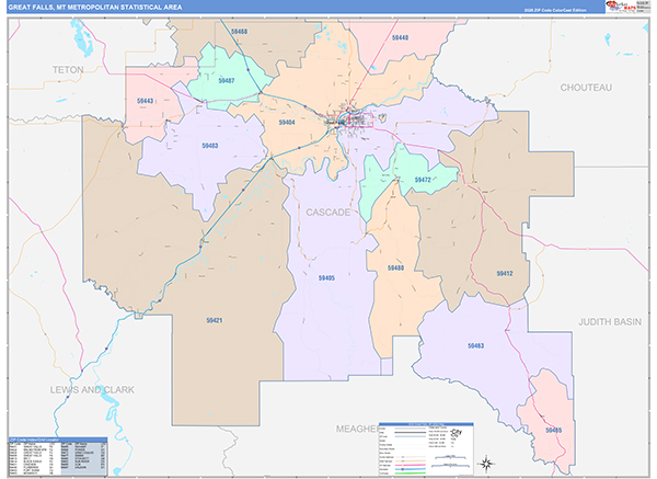 Great Falls Metro Area Wall Map